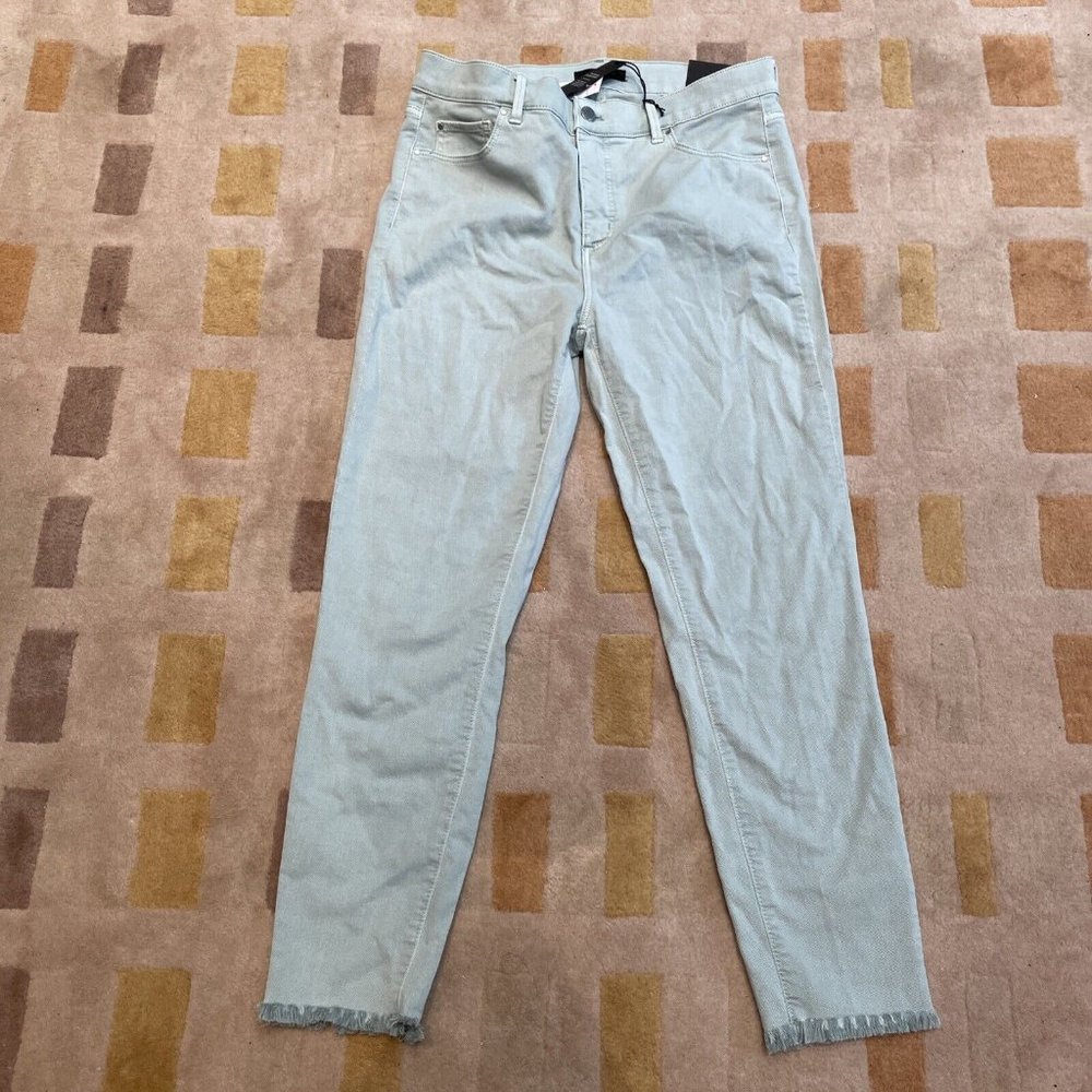 ann taylor skinny midrise crop soft aqua jeans nwt 8 Raw Hem